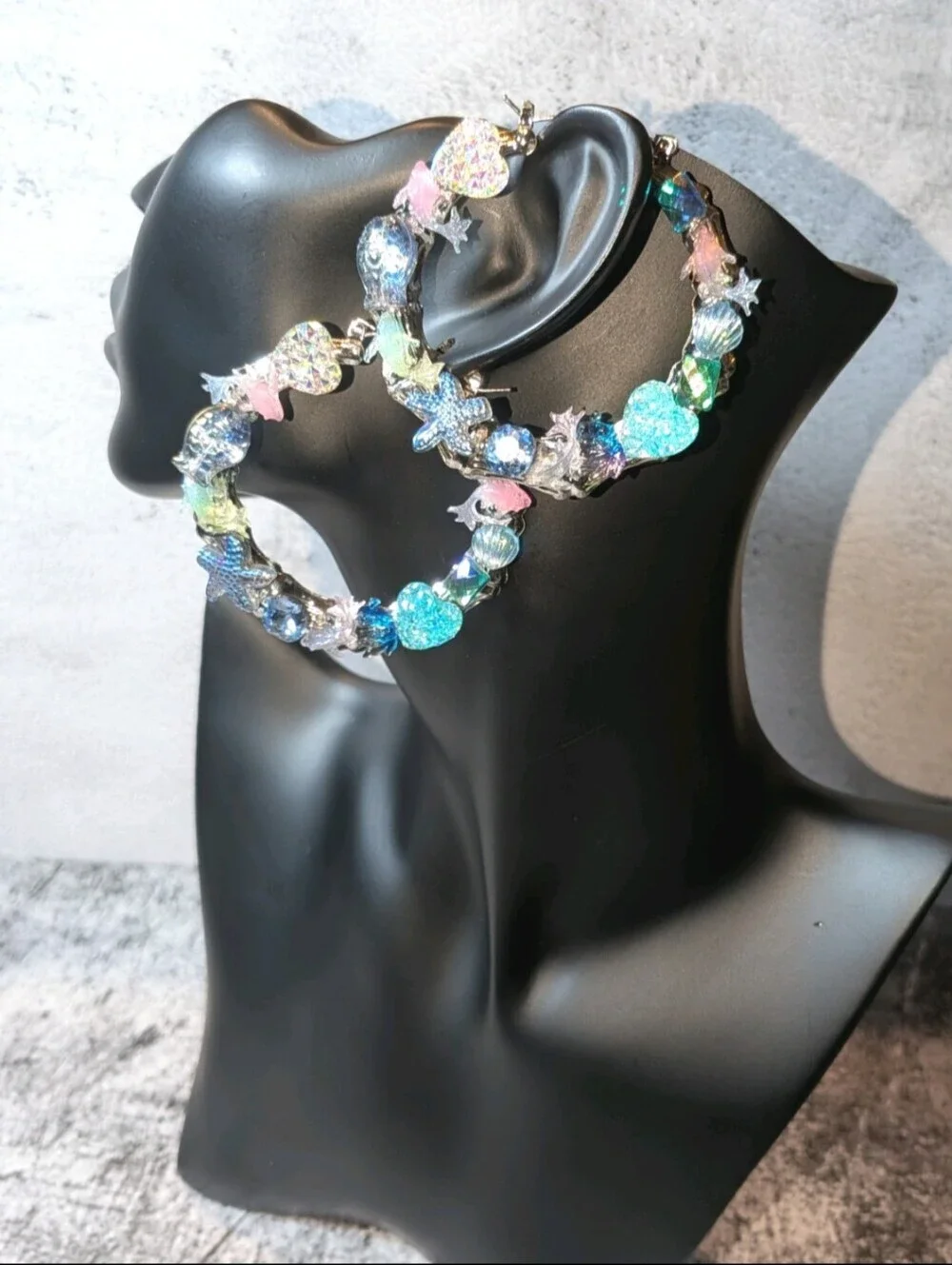 Sea Treasures-Hand Crafted Large Hoop Earrings